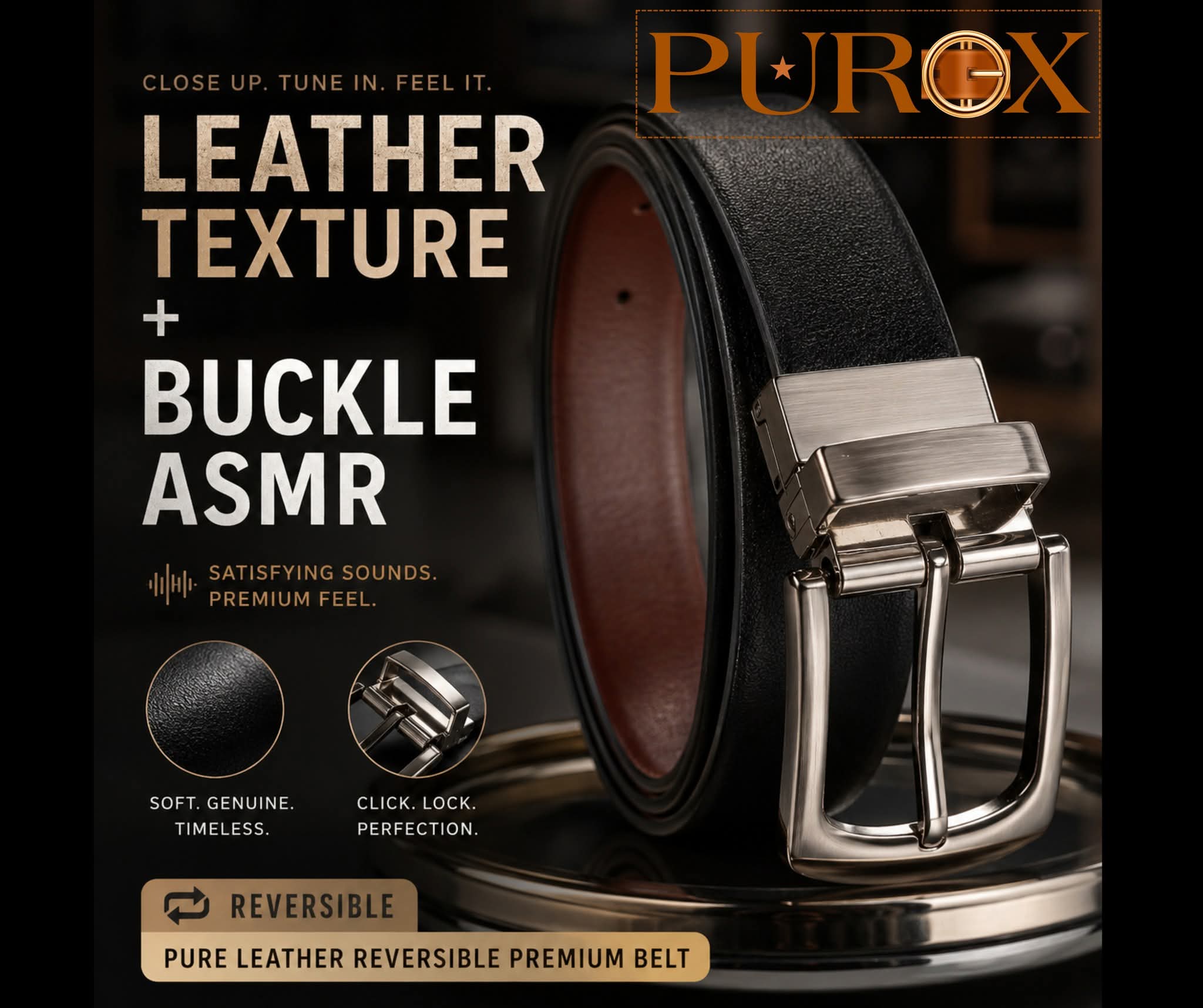 Reversible Brown & Black Pure Leather Belt
